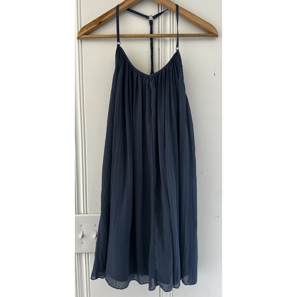 Abercrombie & Fitch Navy Flowy Slip Dress S Coastal Boho Minimalist Midi